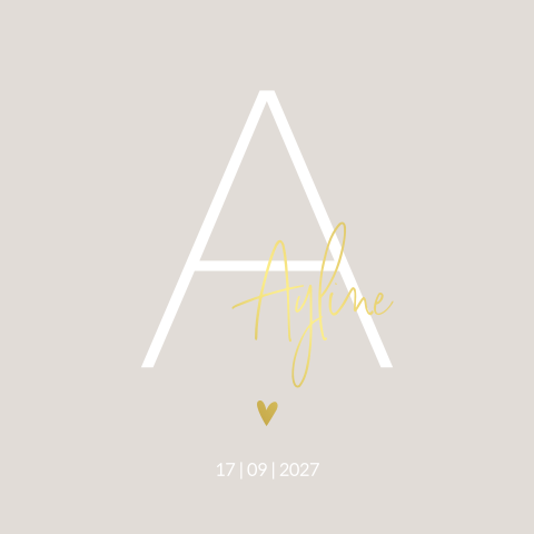 Geboortekaart Meisje Stoer Initiaal Goudfolie