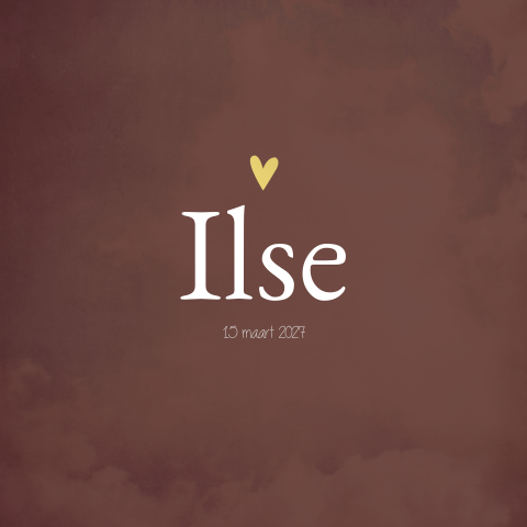 Geboortekaartje meisje bruin goudfolie