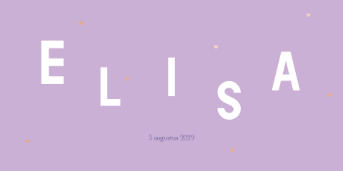 Geboortekaartje Losse Letters Typografisch Lila