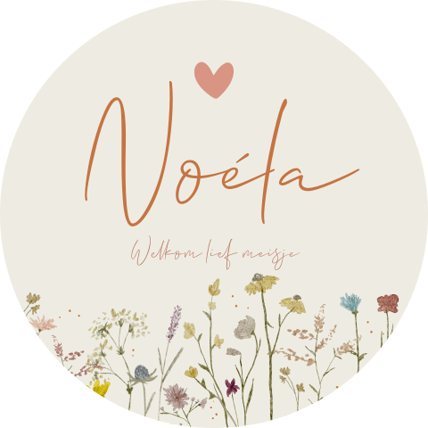 Raamsticker Geboorte Bloemetjes Droogbloemen Beige