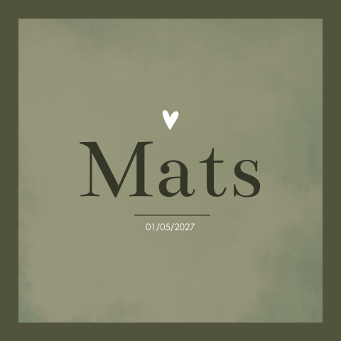 Geboortekaartje jongen donkergroen stoer hartje