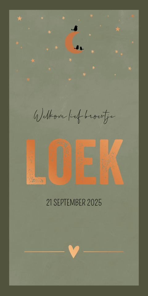 Geboortekaartje Jongen Groen Sterren Folie