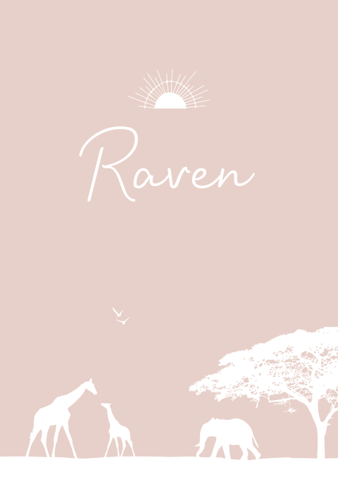 Geboortekaartje Meisje Roze Safari Dieren