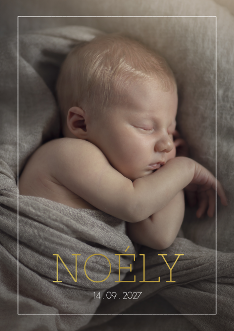 Geboortekaartje meisje babyfoto fotokaart goudfolie