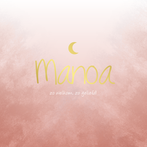 Geboorte kaart meisje oudroze maan