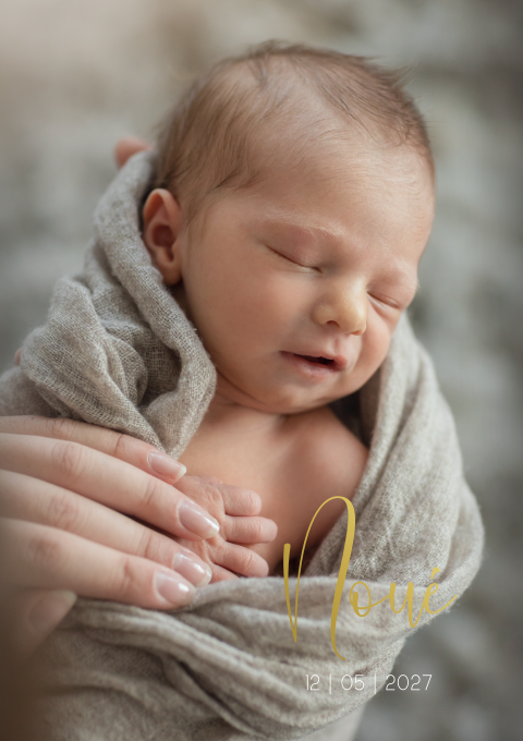 Geboortekaartje meisje babyfoto goudfolie fotokaart