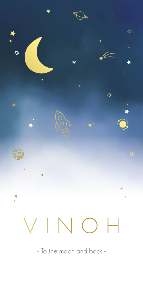 Geboortekaartje Jongen Heelal Maan Planeten