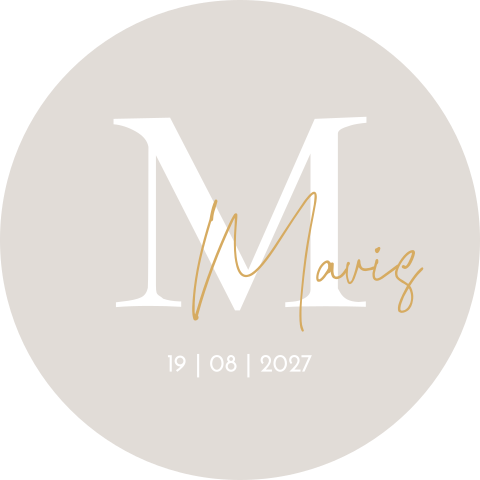 Raamsticker Rond Beige Wit Initaal