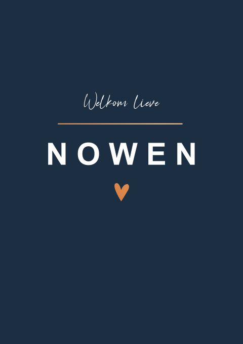 Geboortekaartje Jongen donkerblauw koperfolie hartje