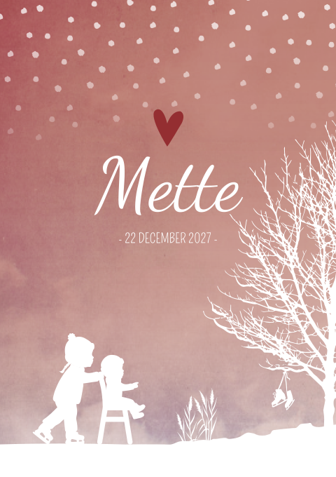 Geboortekaartje Meisje Winter Schaatsen Sneeuw