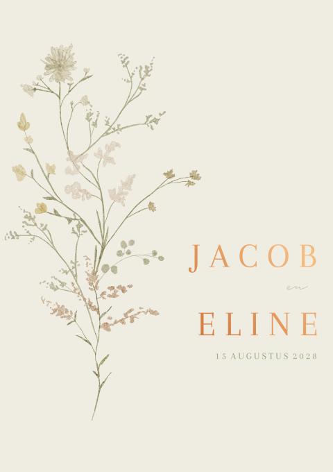 Trouwkaart Bloemen Romantisch Stijlvol