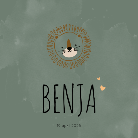 Geboortekaartje jongen leeuw Groen Savanne