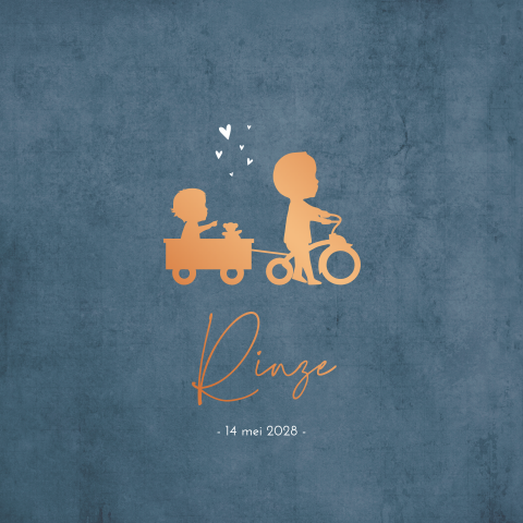 Geboortekaartje Jongen Silhouetten Blauw Fiets