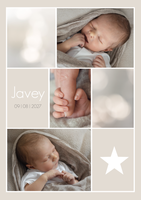 Geboortekaartje Jongen Fotokaart Neutraal