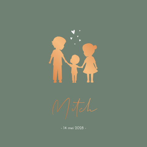 Geboortekaartje Jongen Silhouetten Kindjes Koperfolie