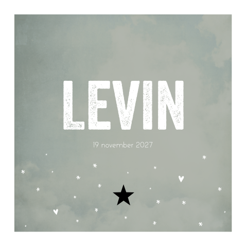 Geboortekaartje groen wit jongen sterretjes