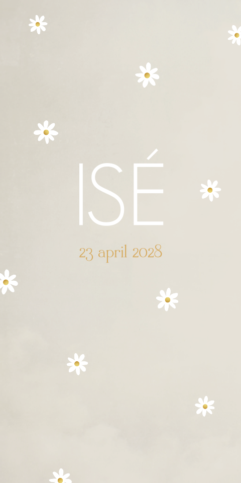 Geboortekaartje Bloemetjes Madeliefjes Beige