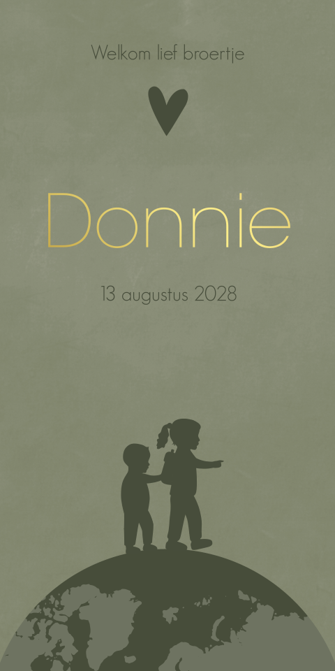 Geboortekaartje Jongen Groen Wereldbol Reizen