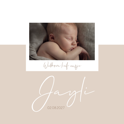 Geboortekaartje meisje zalm roze babyfoto