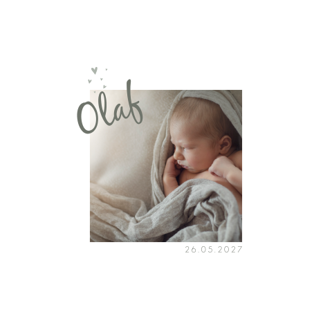 Geboortekaartje Jongen foto wit hartjes