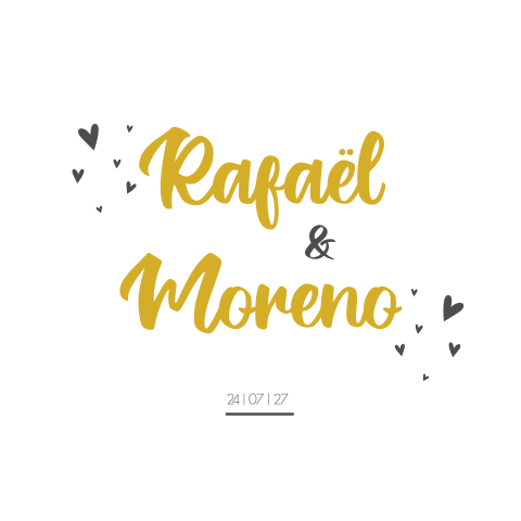 Geboortekaartje tweeling geel hartjes goud