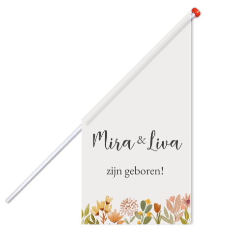 Vlag Geboorte Tweeling Bloemen Bloemetjes