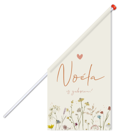 Vlag Geboorte Meisje Bloemetjes Beige