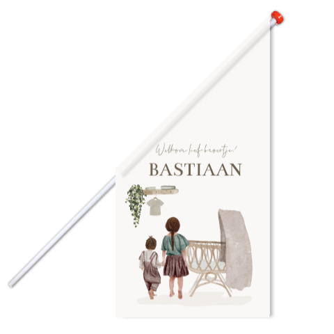 Vlag Babykamer Waterverf Wiegje Rotan