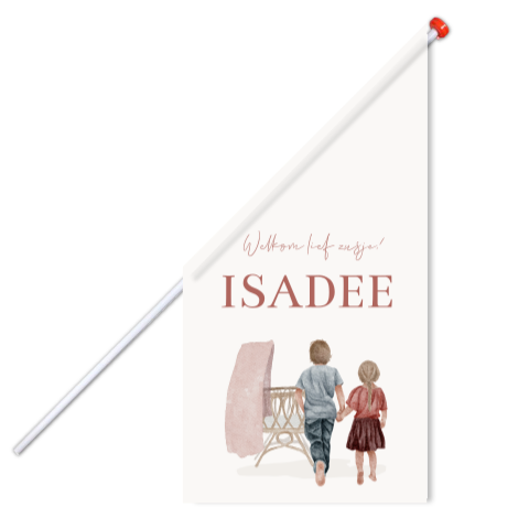 Vlag Geboorte Waterverf Wiegje Babykamer