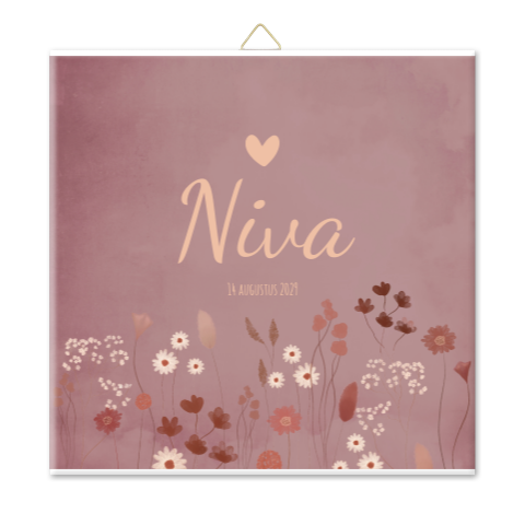 Geboortetegel meisje bloemen