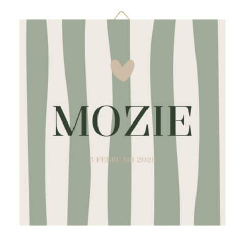 Geboortetegel groen gestreept