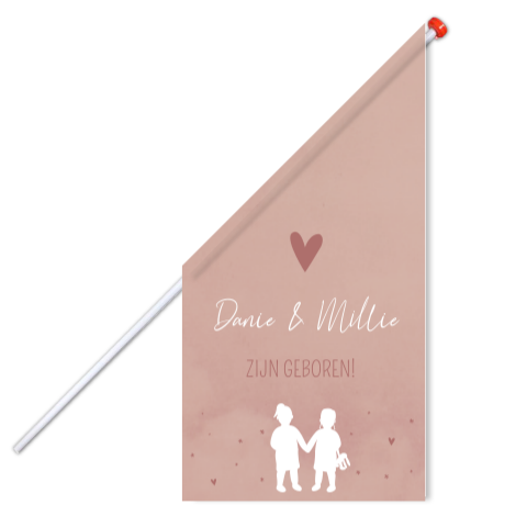Vlag Tweeling Geboorte Roze Silhouetten