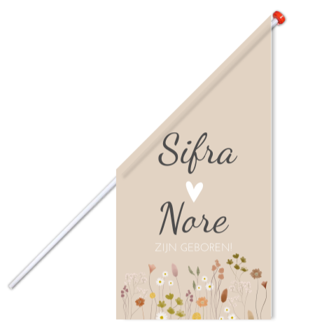 Vlag L Tweeling Roze Droogbloemen