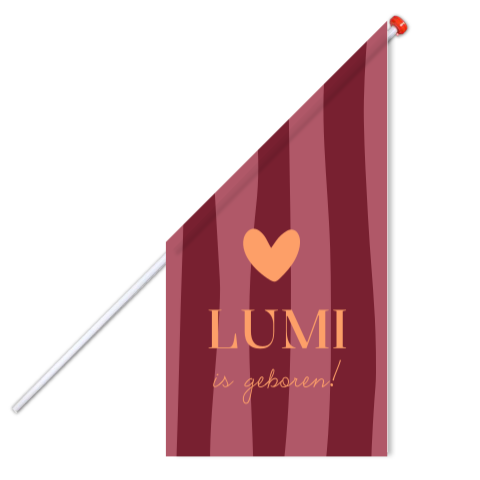 Geboortevlag Burgundy Strepen Hartje