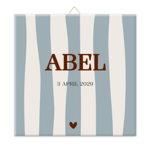 Geboortetegel jongen strepen blauw
