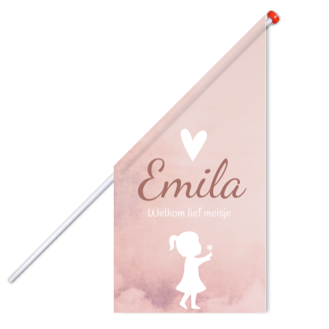 Vlag Geboorte Roze Paardebloem Hartje