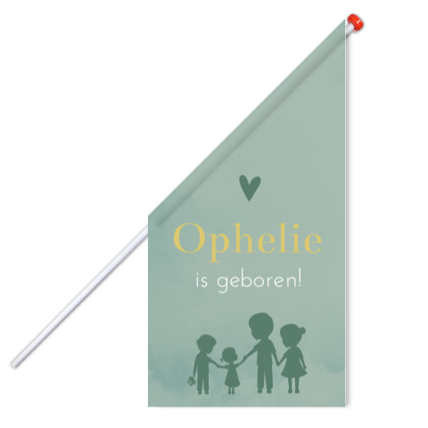 Vlag Geboorte Kinderen Groen Silhouetten
