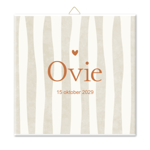 Geboortetegeltje Jongen Suède Koperfolie Streepjes