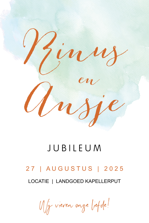 Jubileumkaart mint watercolor 60 jaar getrouwd