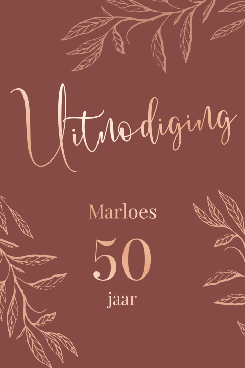 Uitnodiging 50 jaar met rondhoek en folie