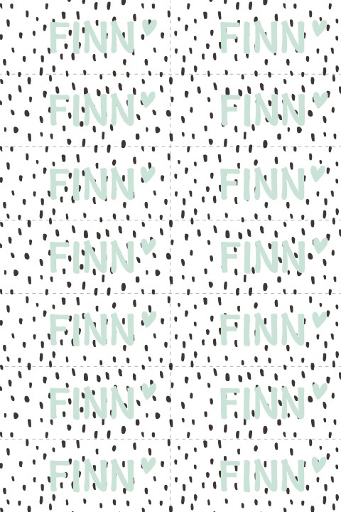 DIY label met naam en stipjes 7x3cm