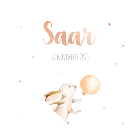 Schattig geboortekaartje met watercolor tekening en folie