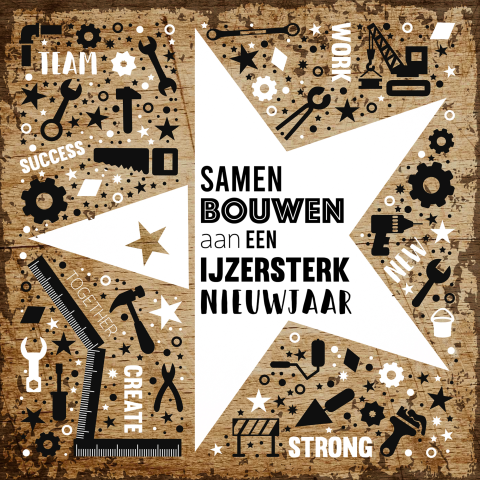 Kerstkaart met houtpatroon