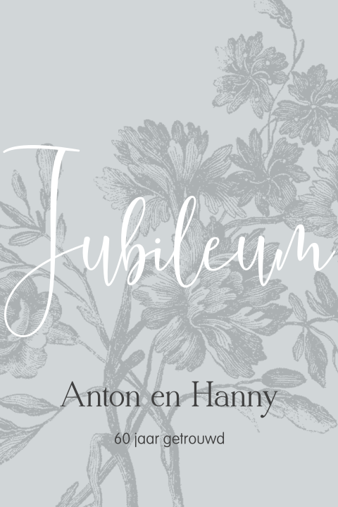 Jubileumkaart met bloementekening voor 60 jaar.