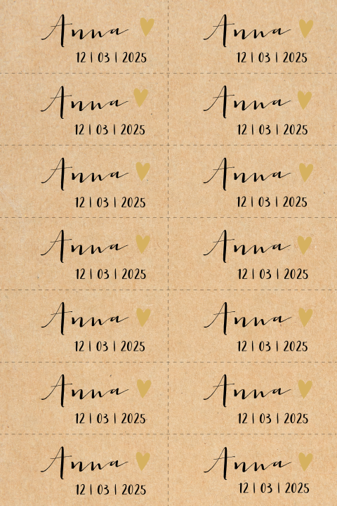 DIY label kraft met naam en hartje 7x3cm