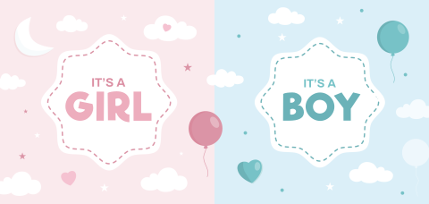 Uitnodiging voor gender reveal party roze / blauw