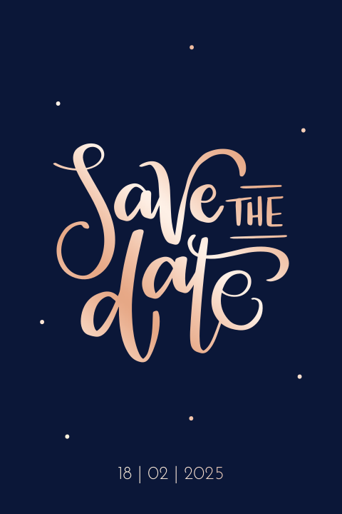 Save the date kaart donkerblauw met folie