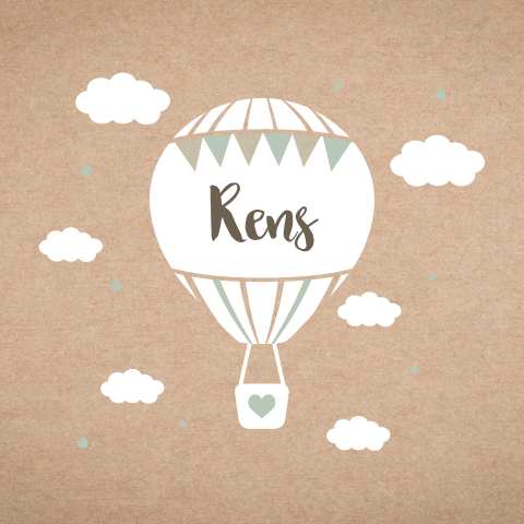 Schattig geboortekaartje met luchtballon voor een jongen