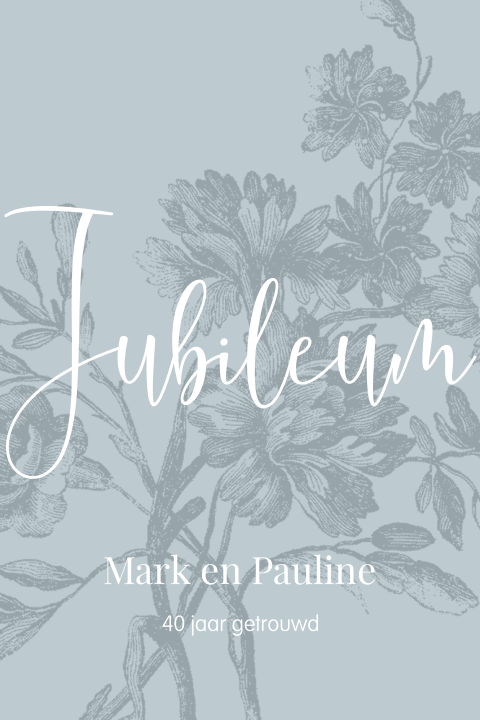 Jubileumkaart met bloementekening voor 40 jaar.