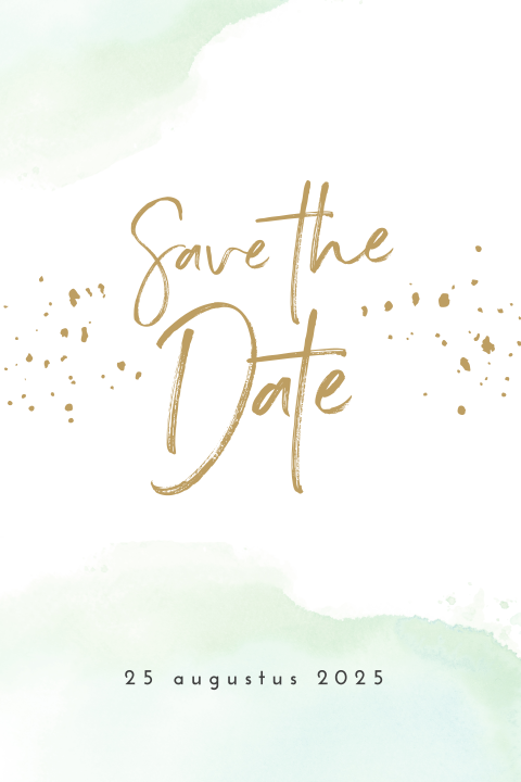 Save the date kaart met goudkleur en watercolor